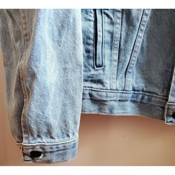 VTG Roebucks Jean Jacket 46 REG Denim 80's Light Wash Copper Buttons 100% Cotton - Picture 5 of 9